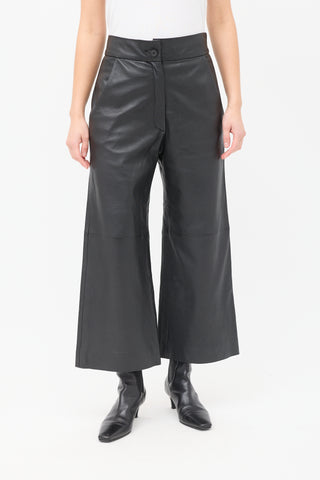 Smythe Black Leather Culotte Trouser