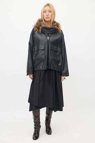 Smythe Black Fur Trim Pullover Jacket