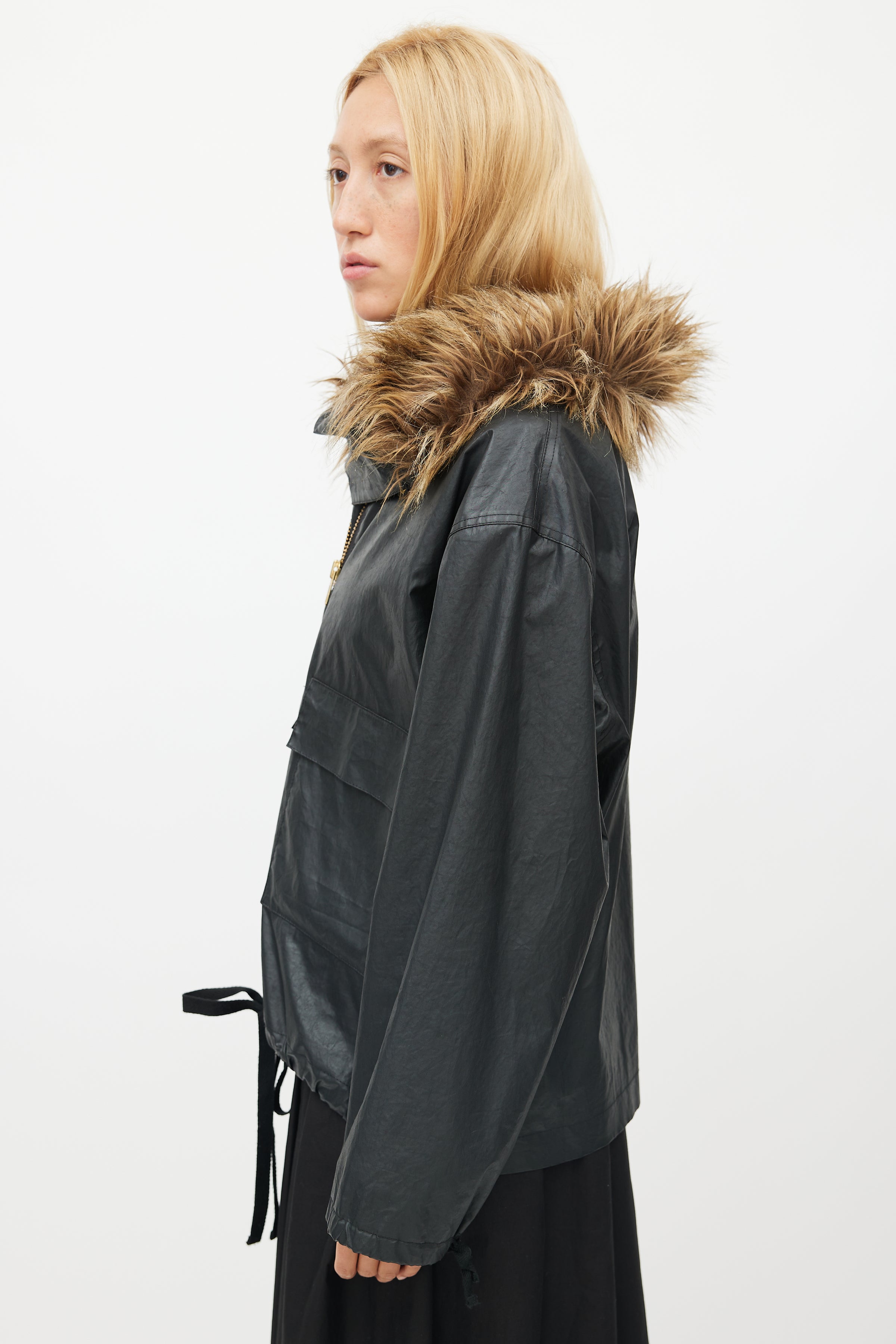 Smythe // Black Fur Trim Pullover Jacket – VSP Consignment