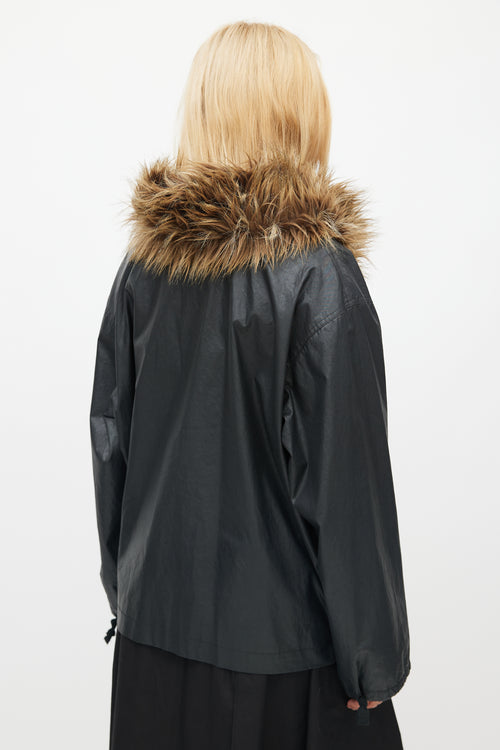 Smythe Black Fur Trim Pullover Jacket