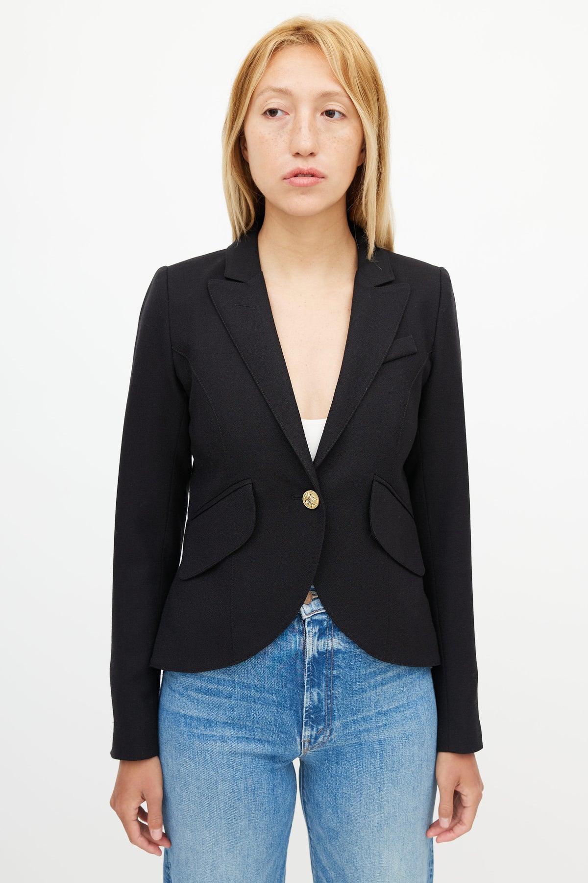 Smythe    Black Cut Away Wool Blazer – Vsp Consignment