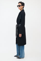 Smythe Black Wool Bouclé & Leather Coat