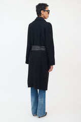 Smythe Black Wool Bouclé & Leather Coat