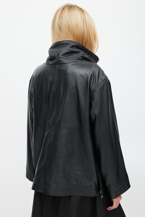 Smythe Black Leather Over The Head Anorak