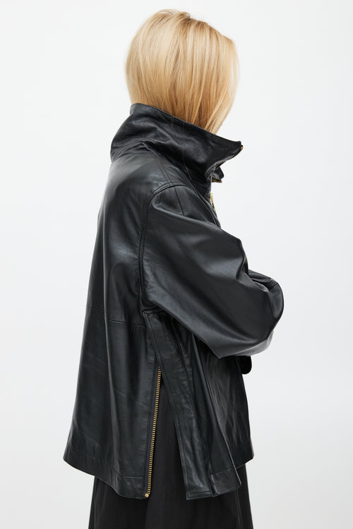 Smythe Black Leather Over The Head Anorak