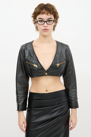 Smythe Black Leather Bolero Jacket