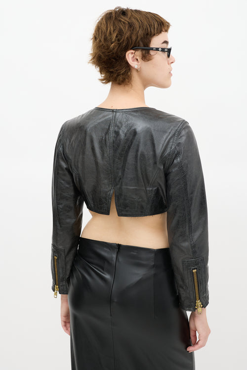 Smythe Black Leather Bolero Jacket