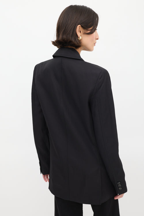 Smythe Black Linen Double Breasted Long Blazer