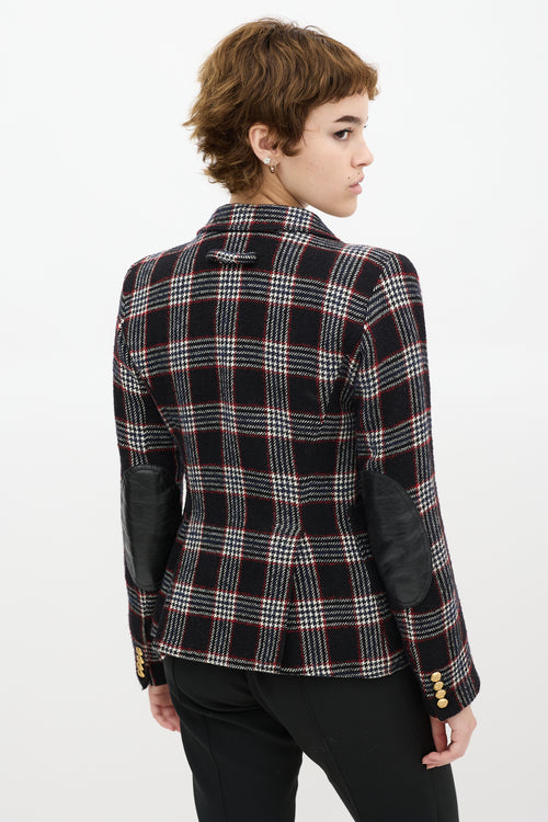 Smythe Black & Red Wool Plaid Duchess Blazer