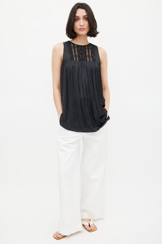 Smythe Black Satin & Lace Blouse