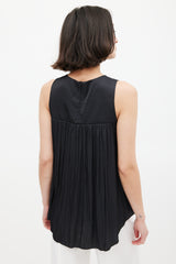 Smythe Black Satin & Lace Blouse