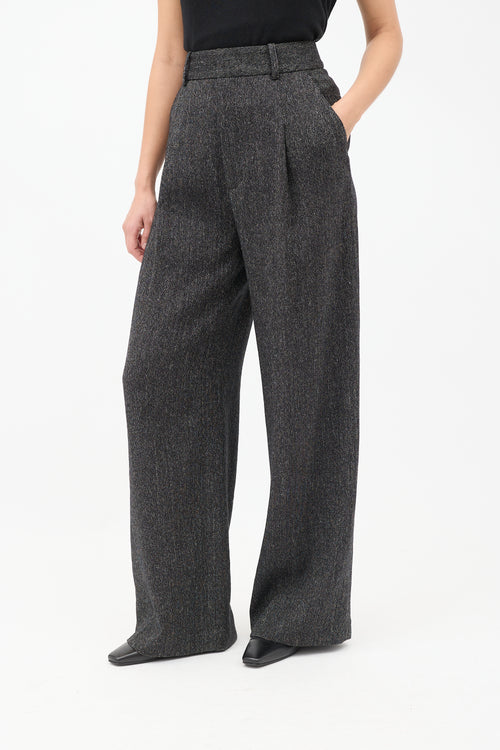 Smythe Black Tweed Pleated Wide Leg Trouser