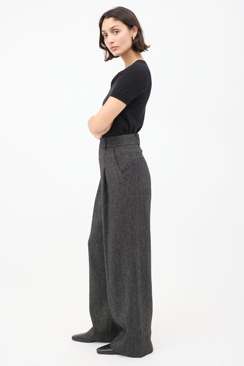 Smythe Black Tweed Pleated Wide Leg Trouser