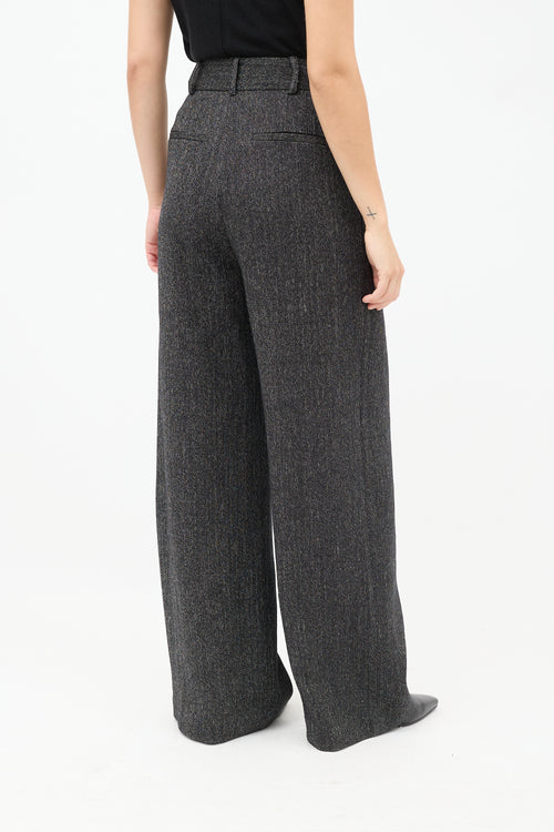 Smythe Black Tweed Pleated Wide Leg Trouser