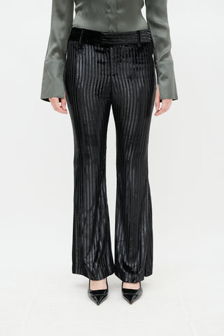 Smythe Black Velvet Metallic Striped Pant