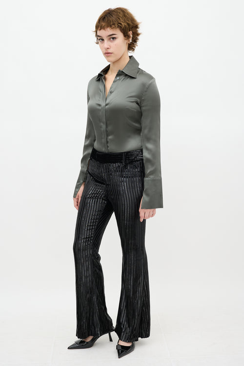 Smythe Black Velvet Metallic Striped Pant