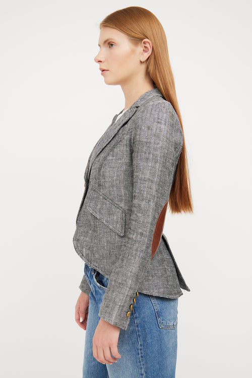 Smythe Black & White Tweed Linen Blazer