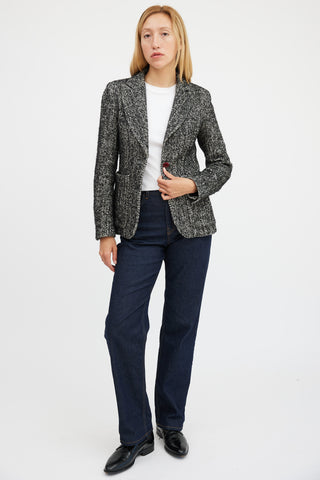 Smythe Herringbone Portrait Neck Blazer