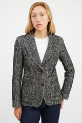 Smythe Herringbone Portrait Neck Blazer