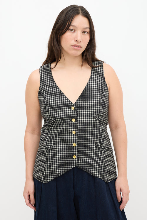 Smythe Black & White Wool Plaid Vest