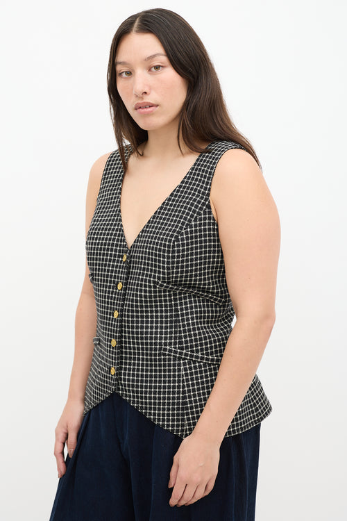 Smythe Black & White Wool Plaid Vest