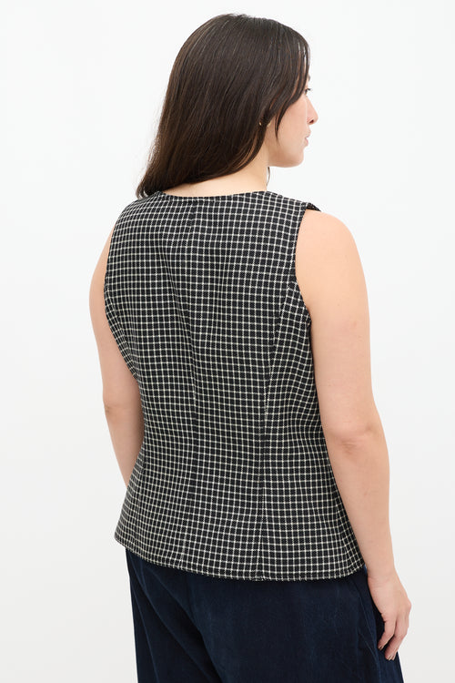 Smythe Black & White Wool Plaid Vest