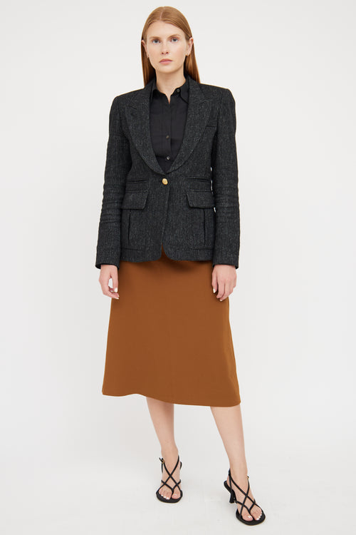 Smythe Black Wool Peak Lapel Blazer