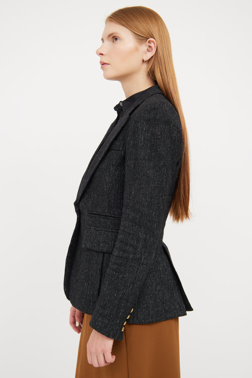 Smythe Black Wool Peak Lapel Blazer