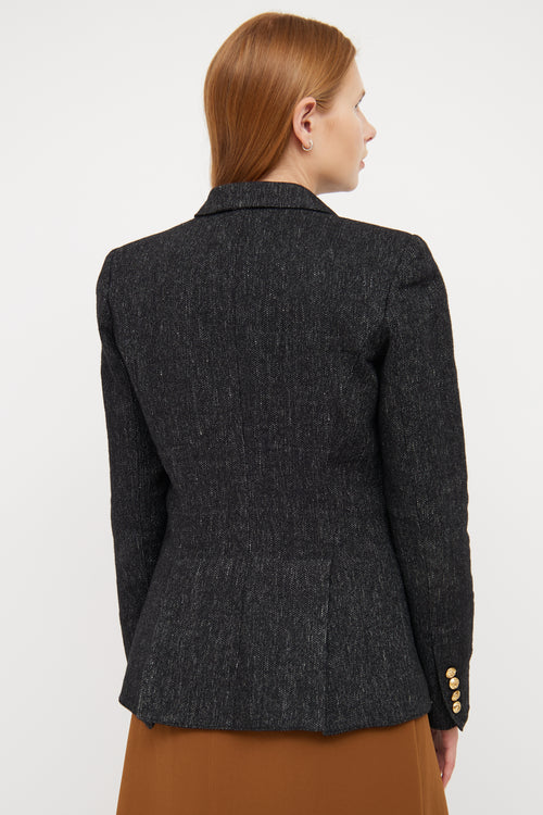 Smythe Black Wool Peak Lapel Blazer