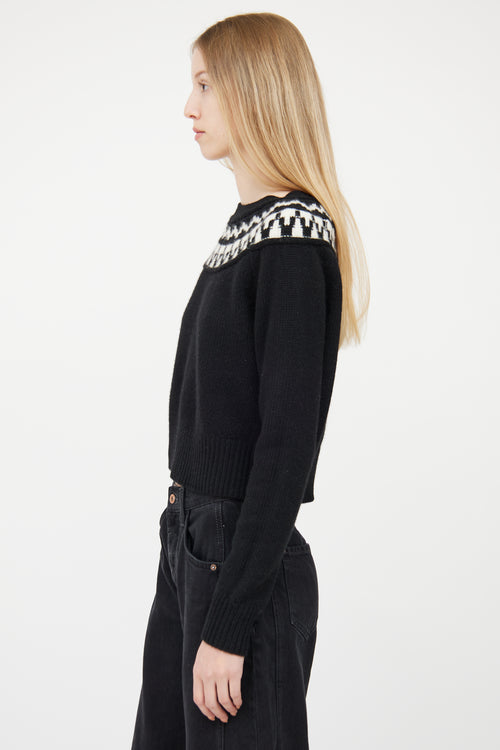 Smythe Black & White Cashmere Fair Isle Sweater