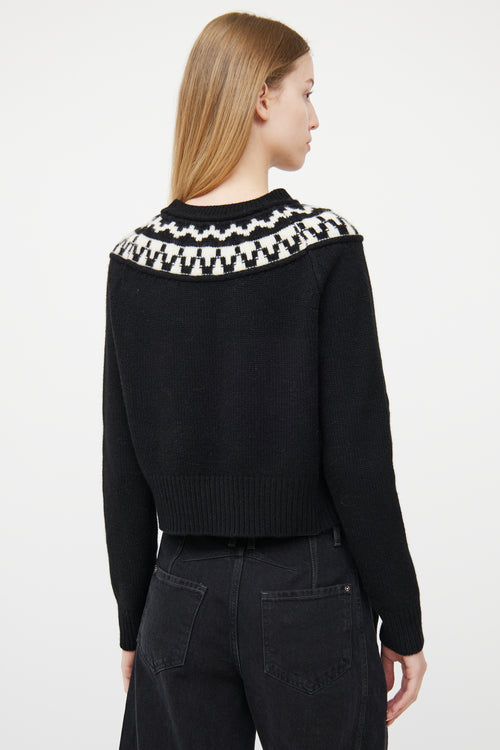 Smythe Black & White Cashmere Fair Isle Sweater