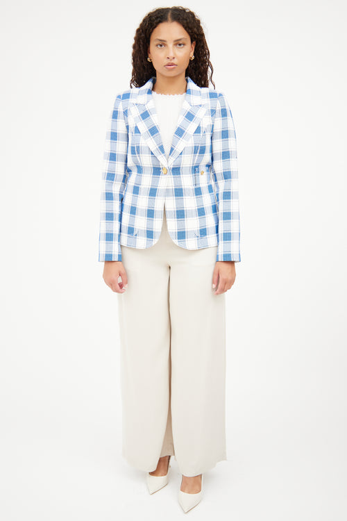 Smythe Blue & White Long Sleeve Blazer