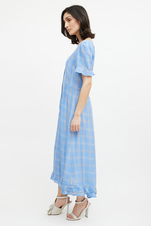 Smythe Blue & Beige Plaid Dress