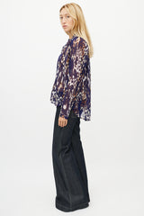 Smythe Blue & Multicolour Gathered Pattern Shirt