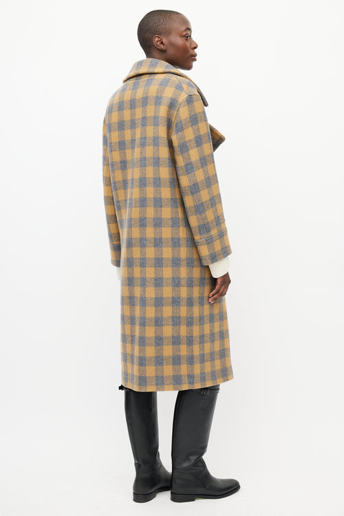 Smythe Blue & Brown Wool Checked Coat