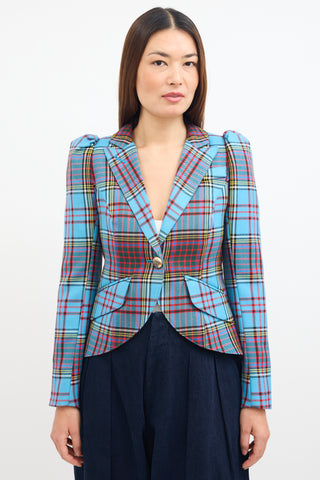 Smythe Blue & Multi Tartan Pouf Blazer