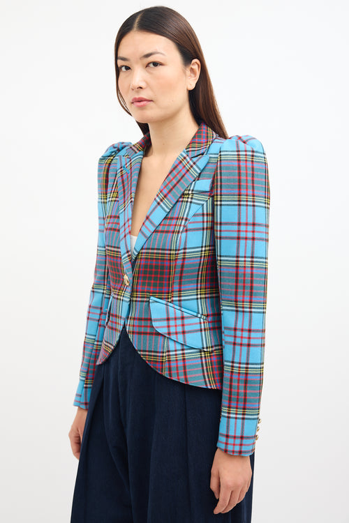 Smythe Blue & Multi Tartan Pouf Blazer