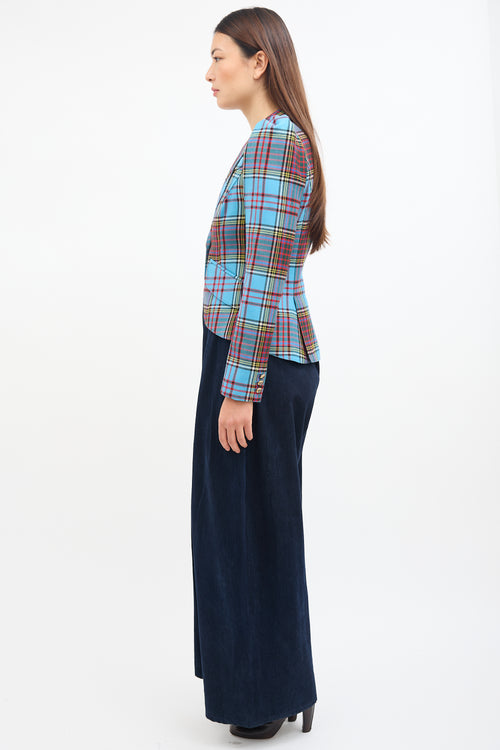 Smythe Blue & Multi Tartan Pouf Blazer