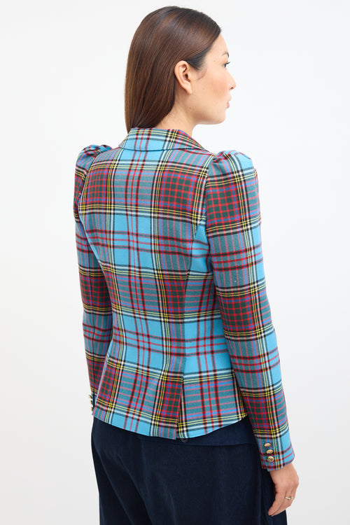 Smythe Blue & Multi Tartan Pouf Blazer