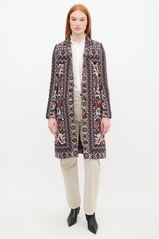 Smythe Navy & Orange Wool Paisley Coat