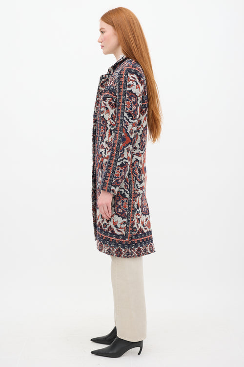 Smythe Navy & Orange Wool Paisley Coat