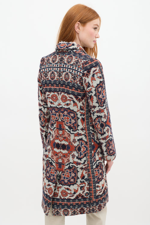 Smythe Navy & Orange Wool Paisley Coat