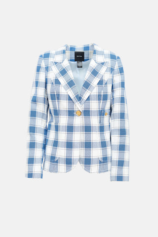 Plaid Single Button Blazer