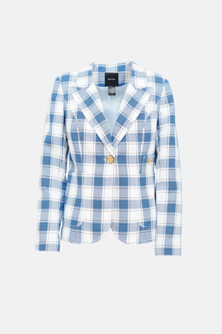 Plaid Single Button Blazer