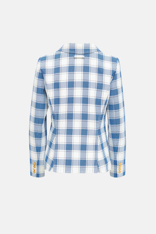 Plaid Single Button Blazer