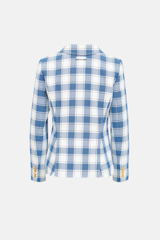 Plaid Single Button Blazer