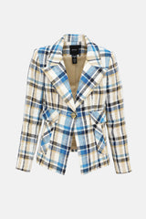Smythe Linen Plaid Knit Blazer