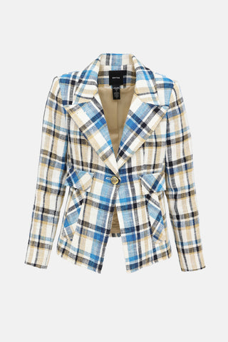 Smythe Linen Plaid Knit Blazer