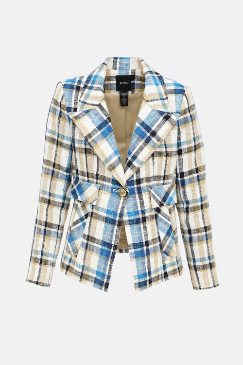 Smythe Linen Plaid Knit Blazer