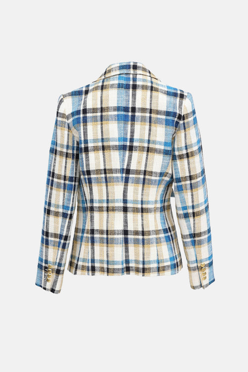 Smythe Linen Plaid Knit Blazer